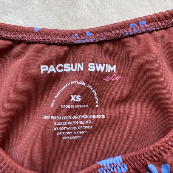 Pacsun Eco Brown & Blue California Scoop High Cut Bikini - Picture 5 of 11